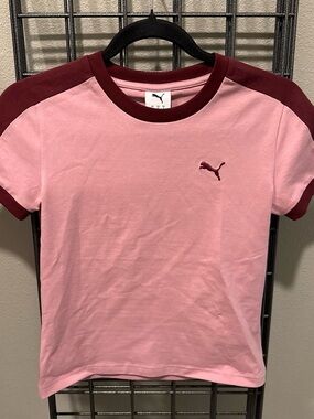 Puma Pink & Burgundy Crewneck T‑Shirt